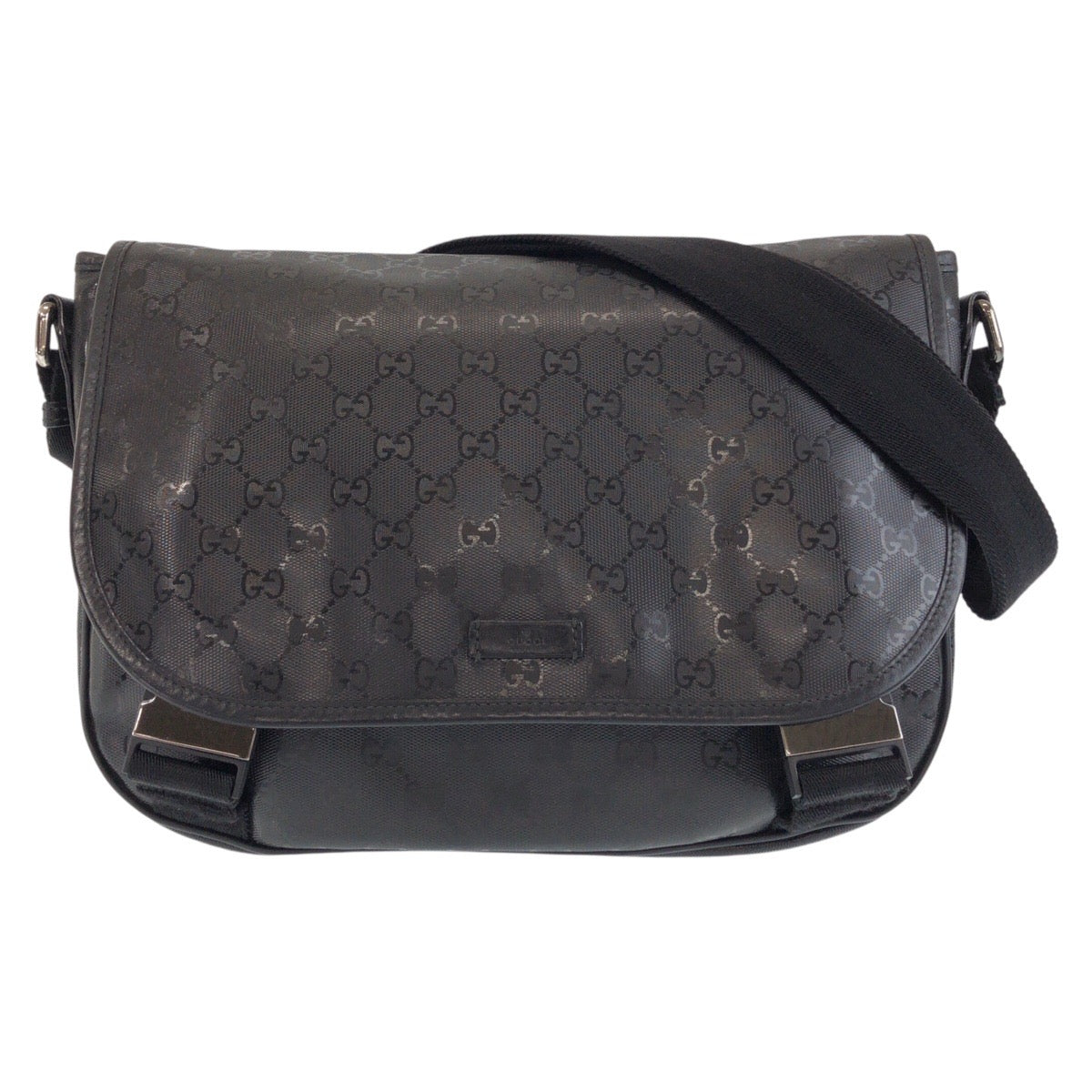 GUCCI Shoulder Bag PVC black Shoulder Bag Messenger bag GG implementation Women Used Authentic