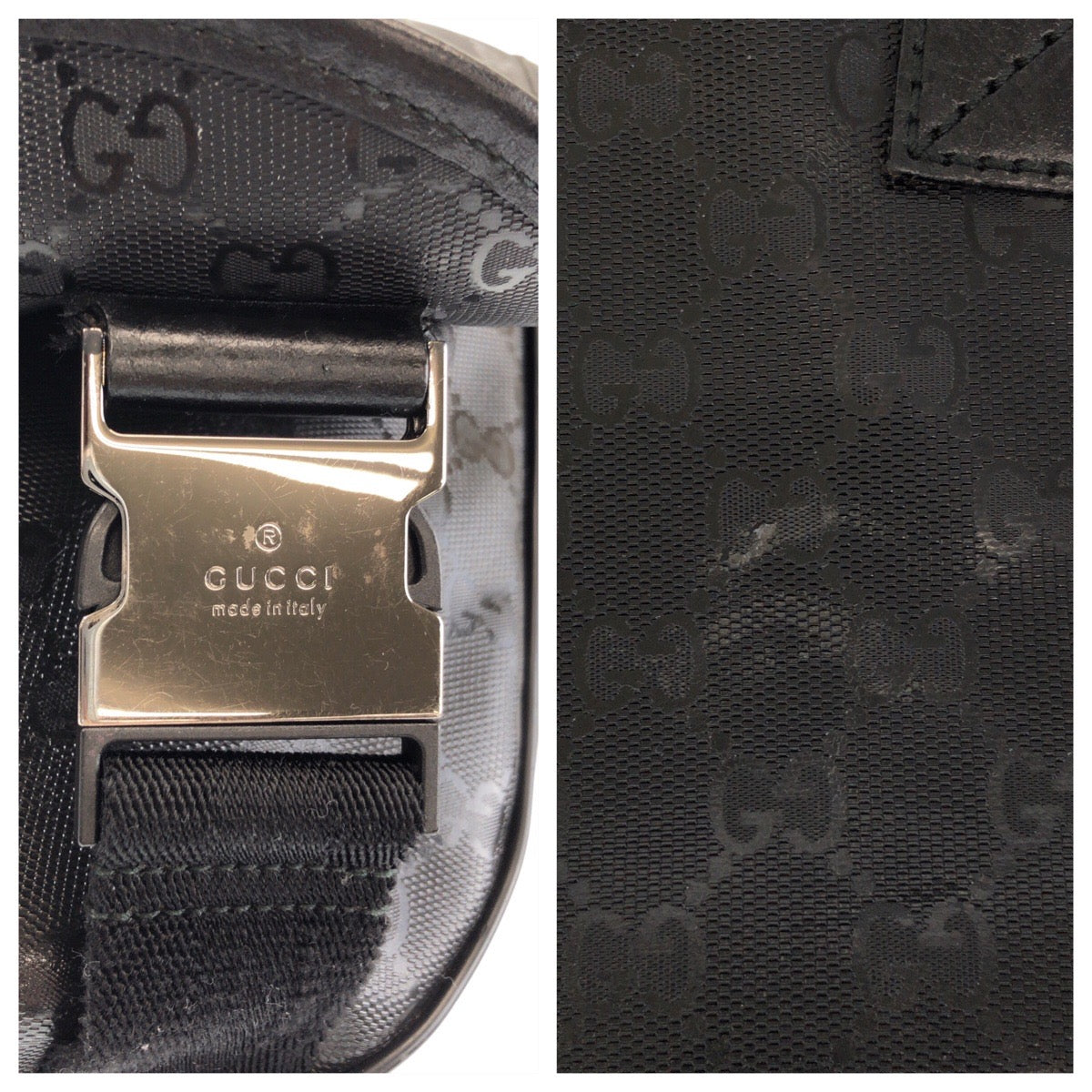 GUCCI Shoulder Bag PVC black Shoulder Bag Messenger bag GG implementation Women Used Authentic
