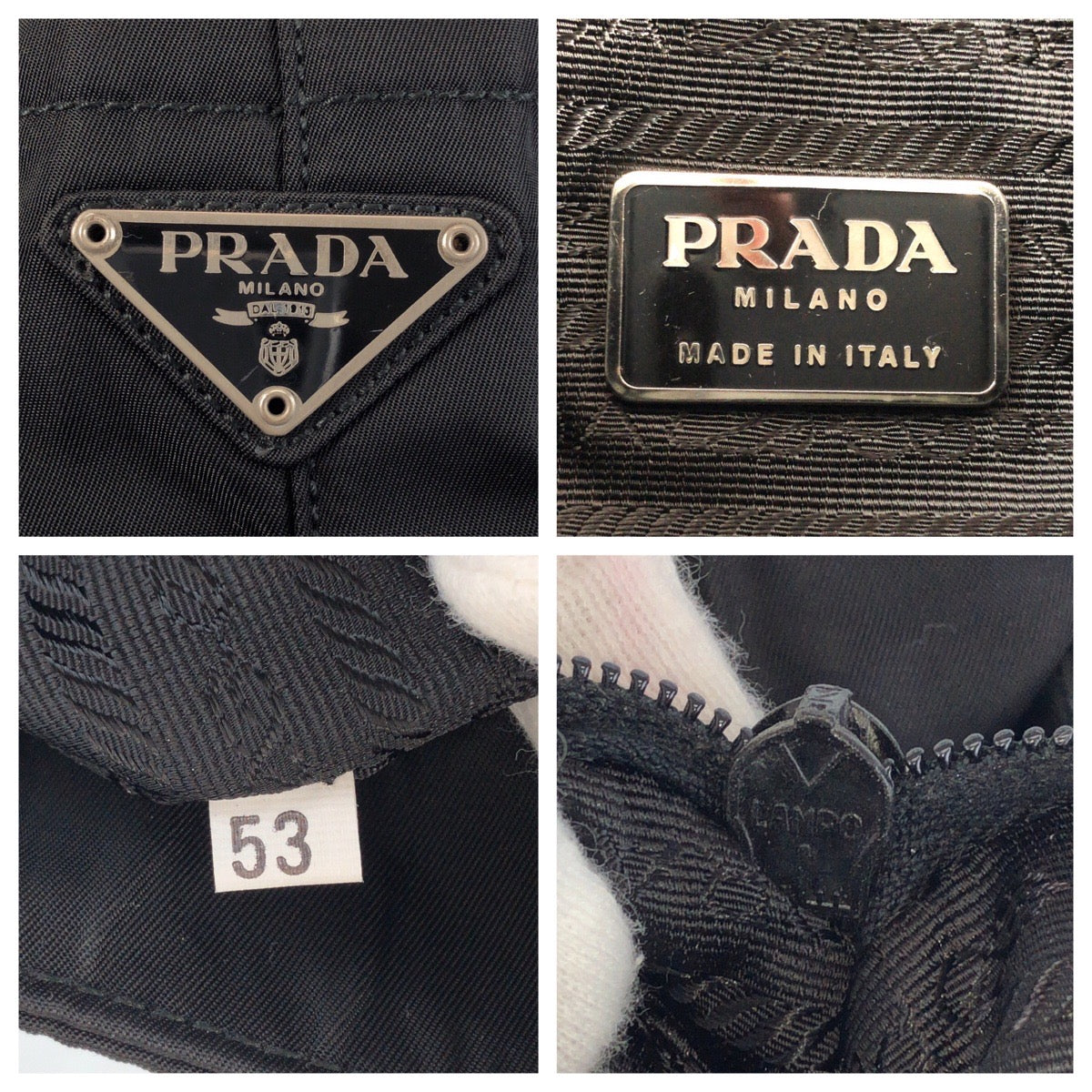 PRADA Tote Bag Nylon, Plastic black Tote Bag Shoulder Bag Test Triangle With logo Women Used Authentic
