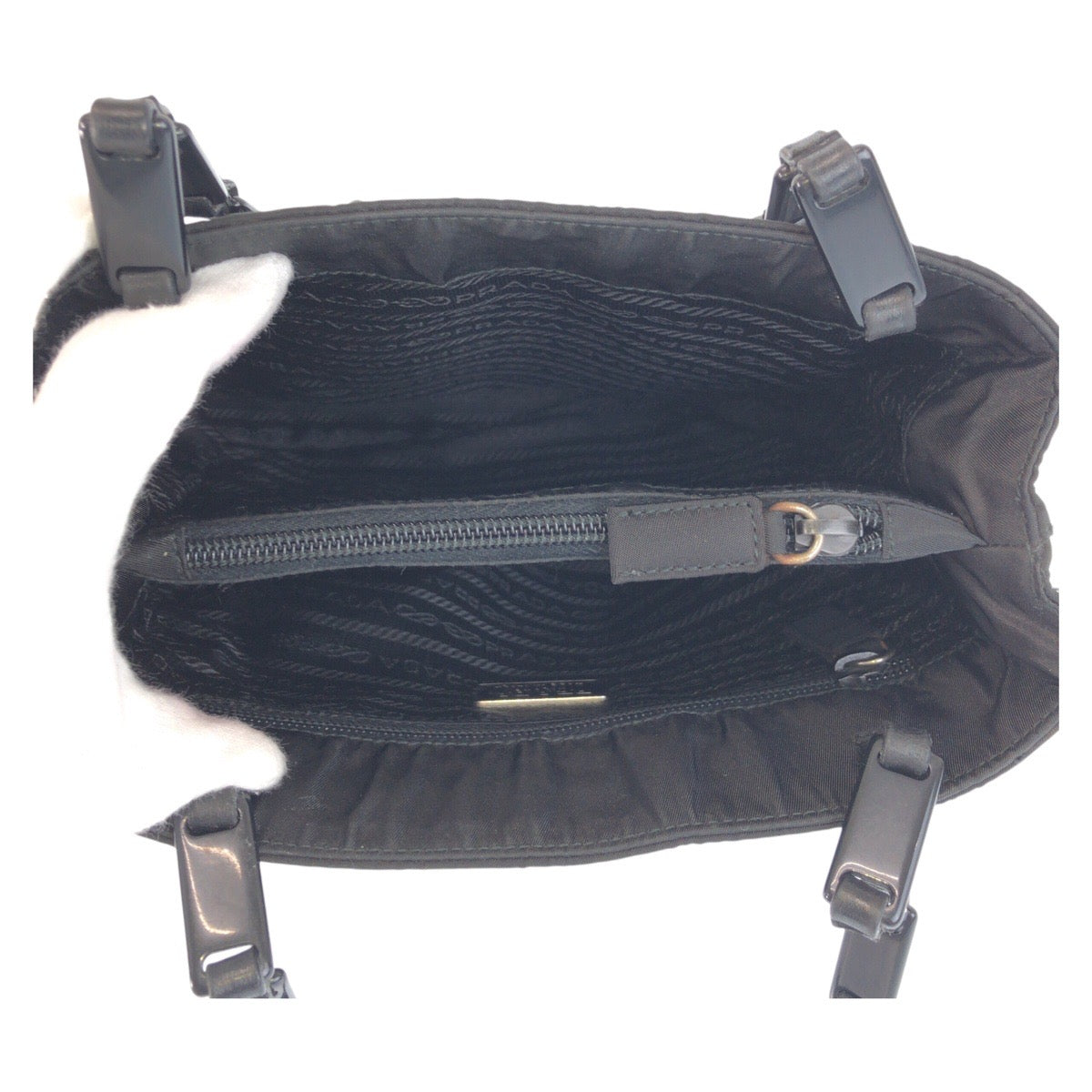 PRADA Tote Bag Nylon, Plastic black Tote Bag Shoulder Bag Test Triangle With logo Women Used Authentic