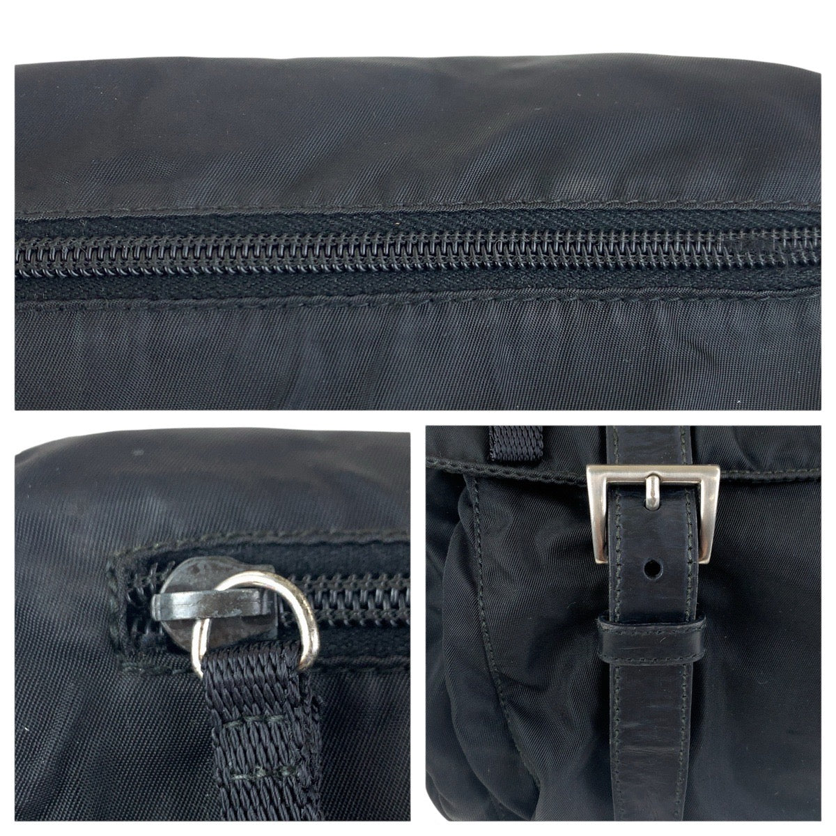 PRADA Shoulder Bag 31 Nylon Black SilverMetal Crossbody Shoulder Bag Unisex Test Triangle With logo Women Used Authentic