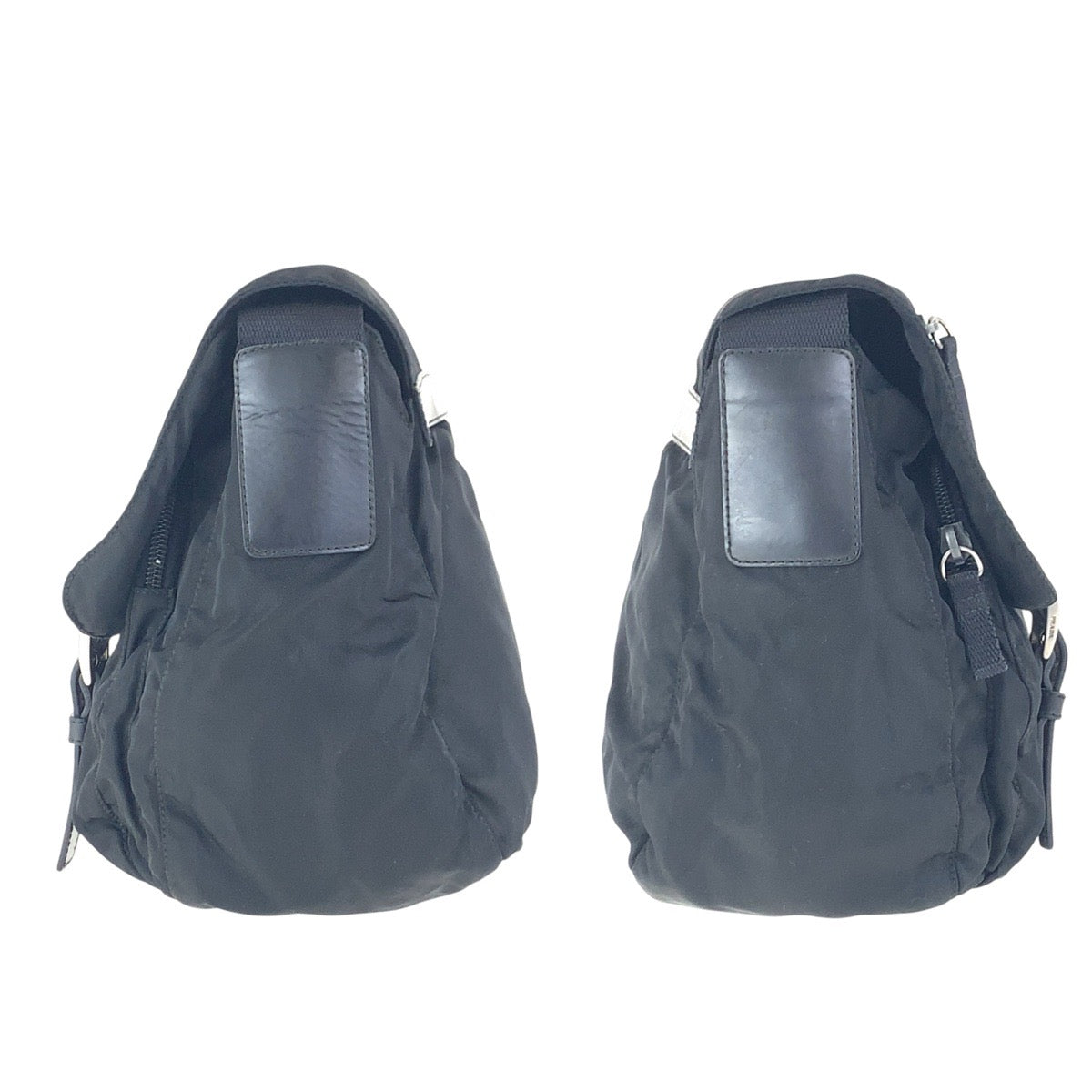 PRADA Shoulder Bag 31 Nylon Black SilverMetal Crossbody Shoulder Bag Unisex Test Triangle With logo Women Used Authentic
