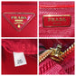 PRADA Tote Bag leather Red Gold Metal Tote Bag Shoulder Bag 2way Safiano Women Used Authentic