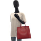 PRADA Tote Bag leather Red Gold Metal Tote Bag Shoulder Bag 2way Safiano Women Used Authentic