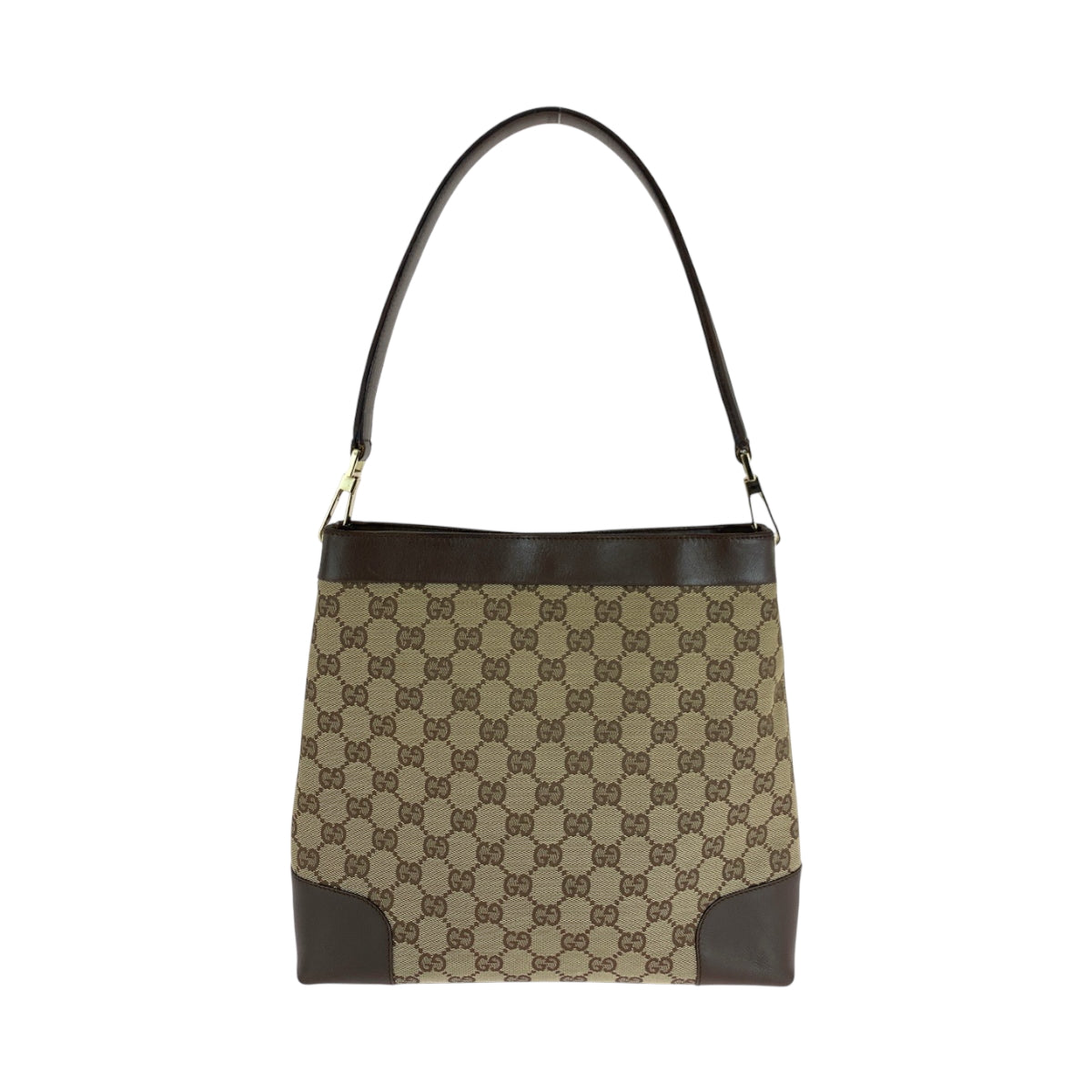 GUCCI Shoulder Bag 001 4231 GG canvas Brown Beige Gold Metal One Shoulder Bag Women Used Authentic
