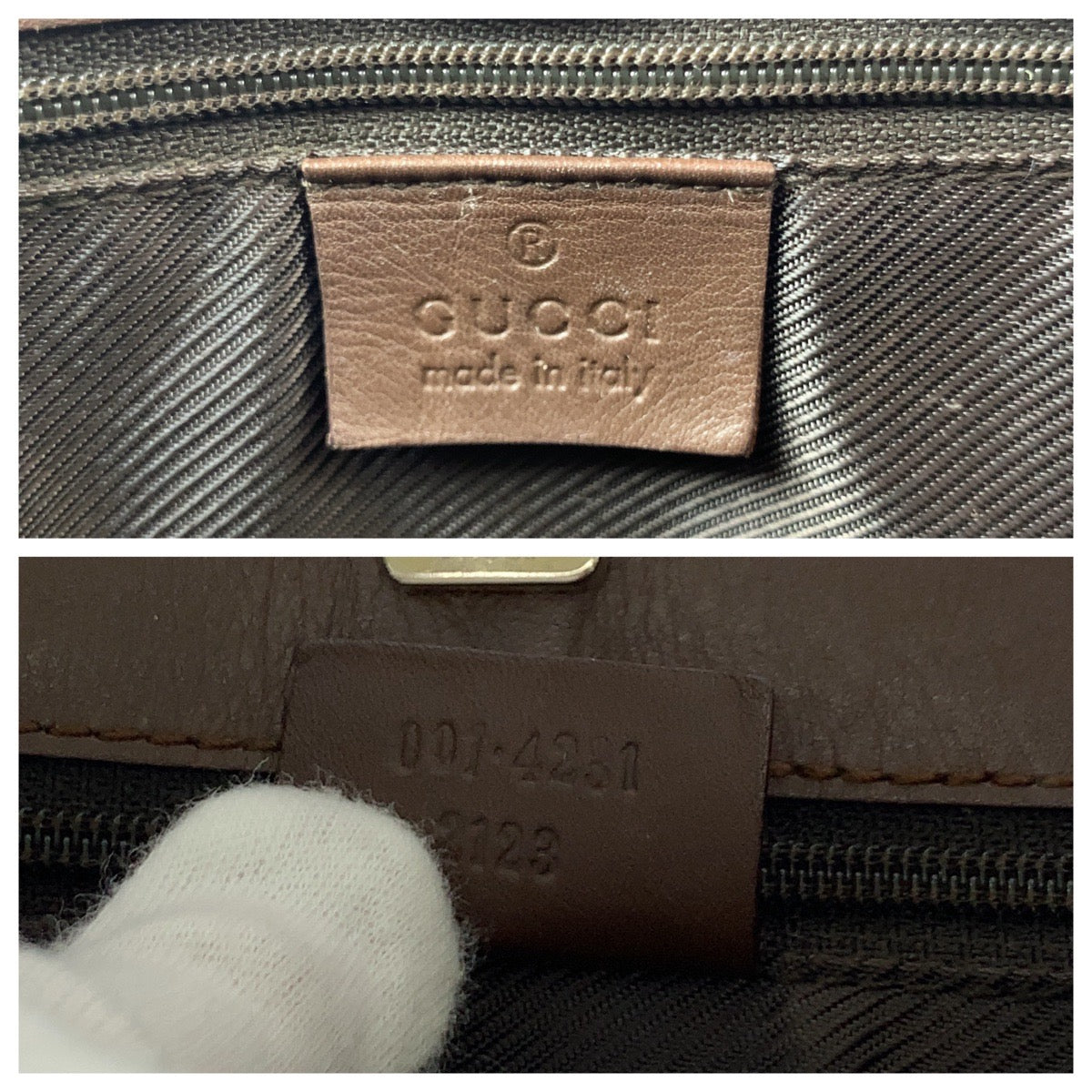 GUCCI Shoulder Bag 001 4231 GG canvas Brown Beige Gold Metal One Shoulder Bag Women Used Authentic