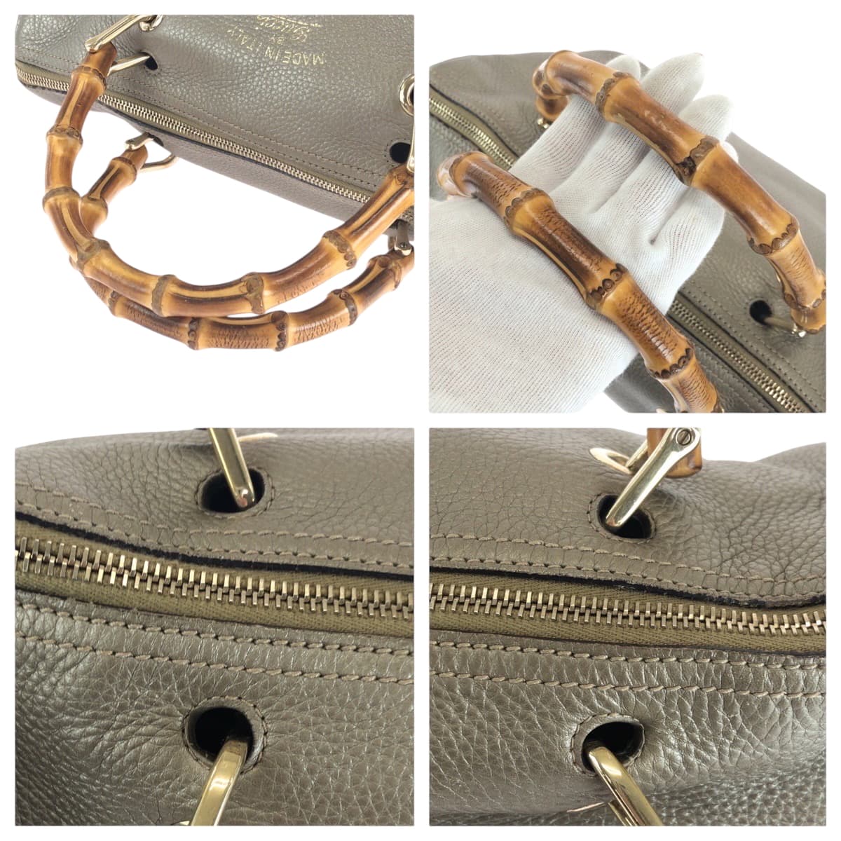 GUCCI Shoulder Bag 353124 leather gold Shoulder Bag Handbag 2way Bamboo Women Used Authentic