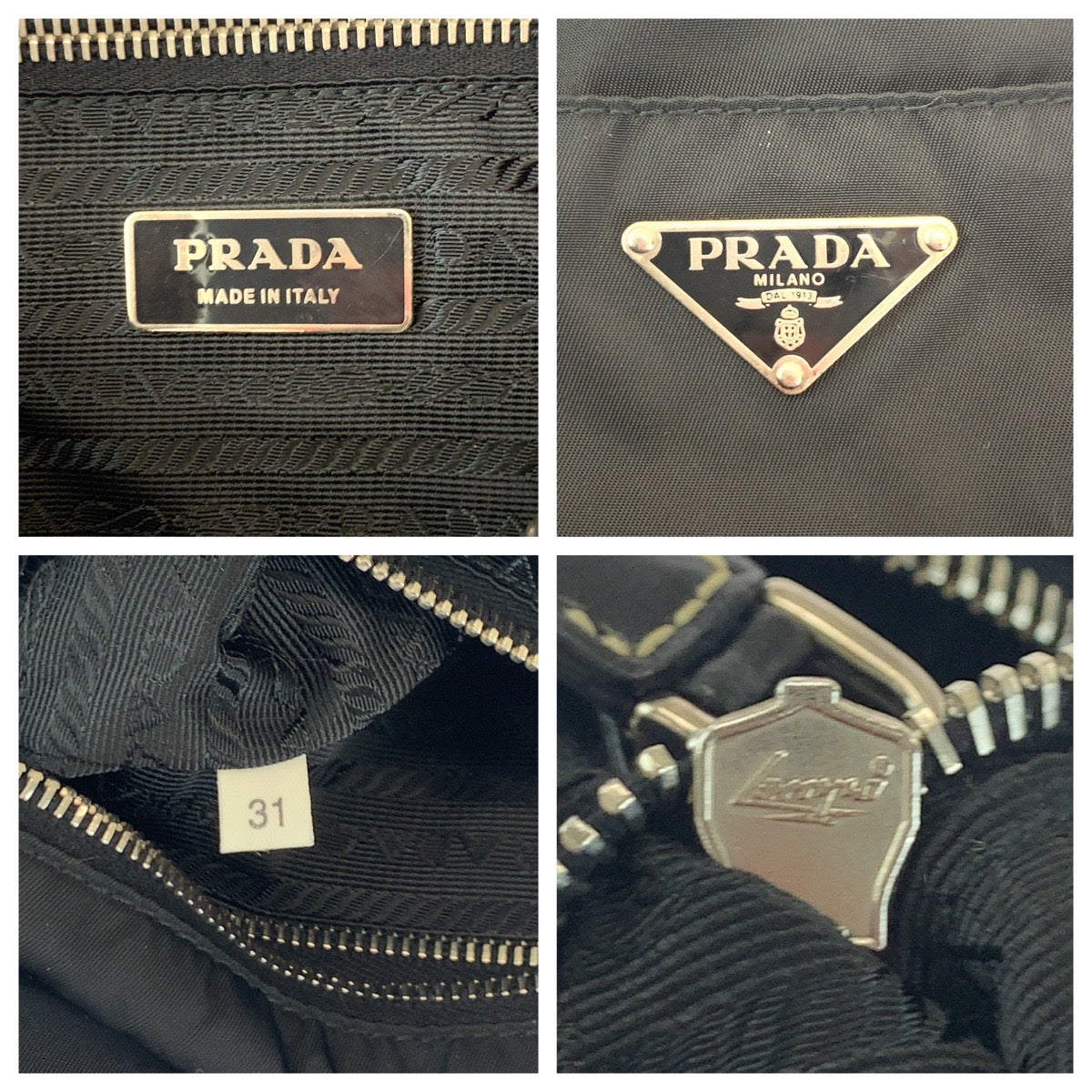 PRADA Shoulder Bag BN1052 Nylon Black SilverMetal Shoulder Bag Handbag 2way Test Triangle With logo Women Used Authentic