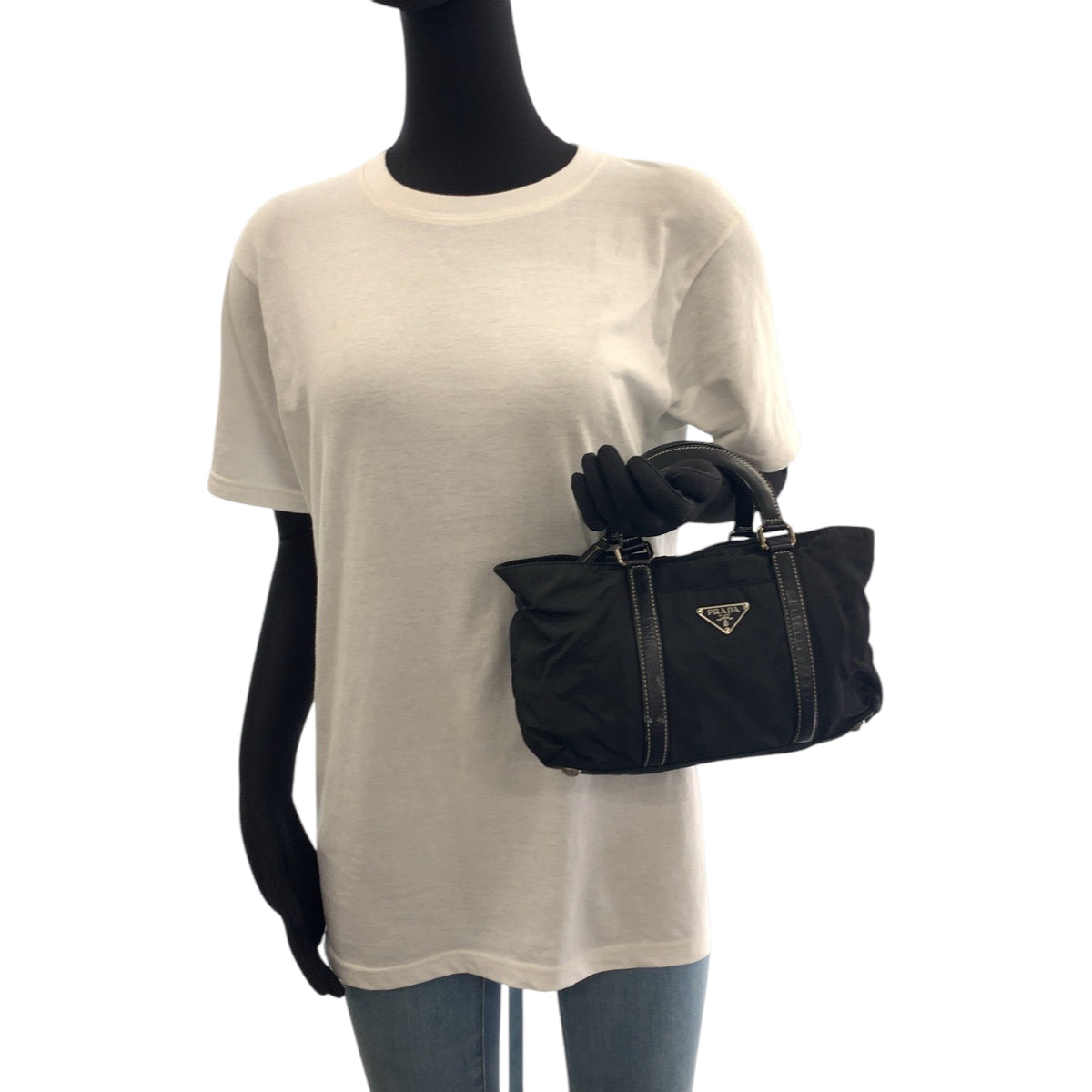 PRADA Shoulder Bag BN1052 Nylon Black SilverMetal Shoulder Bag Handbag 2way Test Triangle With logo Women Used Authentic