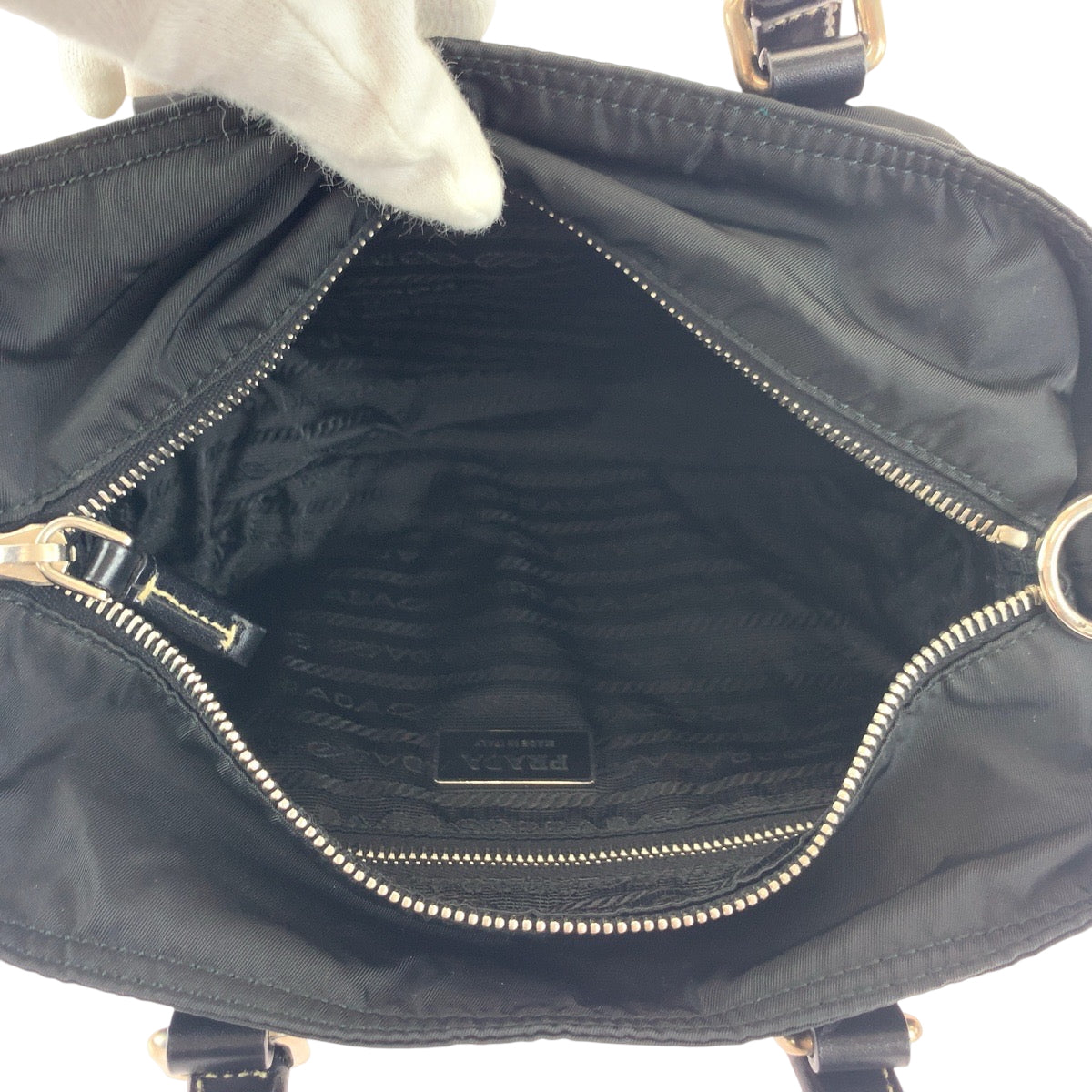 PRADA Shoulder Bag BN1052 Nylon Black SilverMetal Shoulder Bag Handbag 2way Test Triangle With logo Women Used Authentic