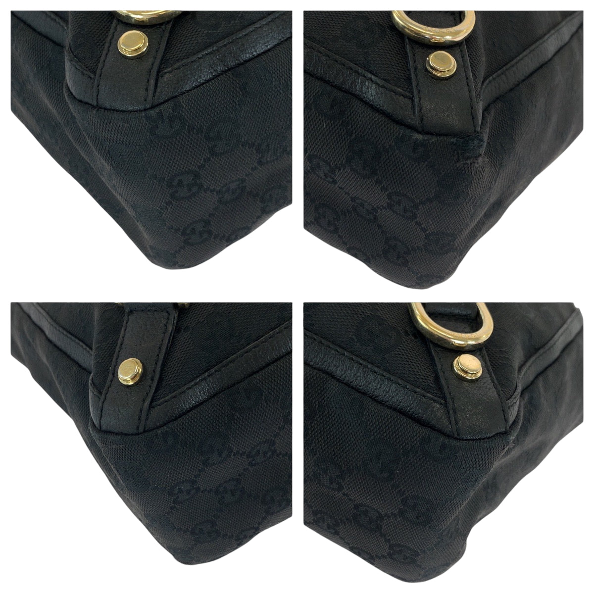 GUCCI Handbag 130739 GG canvas Black GoldMetal Handbag Tote Bag Abbey Women Used Authentic