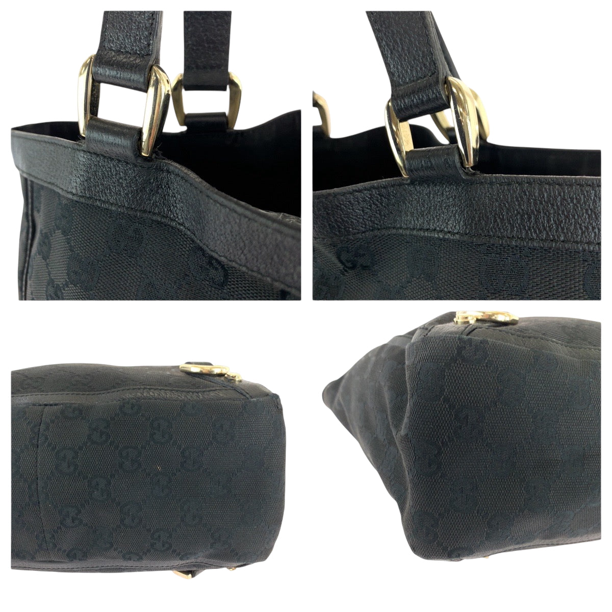 GUCCI Handbag 130739 GG canvas Black GoldMetal Handbag Tote Bag Abbey Women Used Authentic