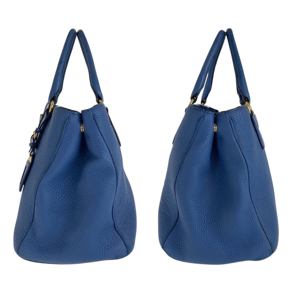 PRADA Handbag leather blue Handbag Shoulder Bag 2way Vitterodino Women Used Authentic