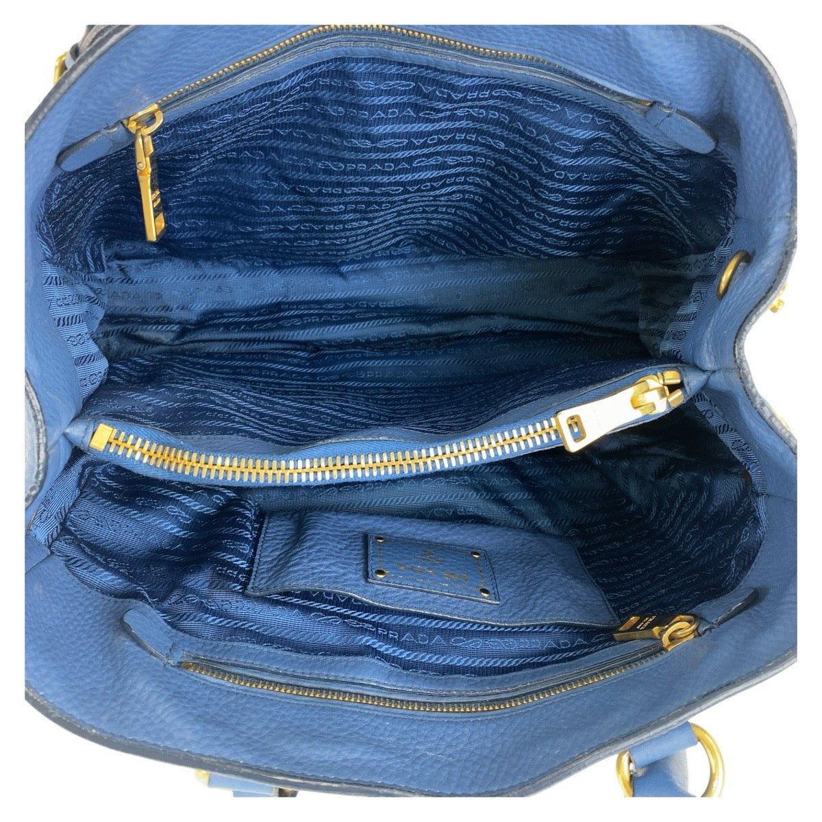 PRADA Handbag leather blue Handbag Shoulder Bag 2way Vitterodino Women Used Authentic