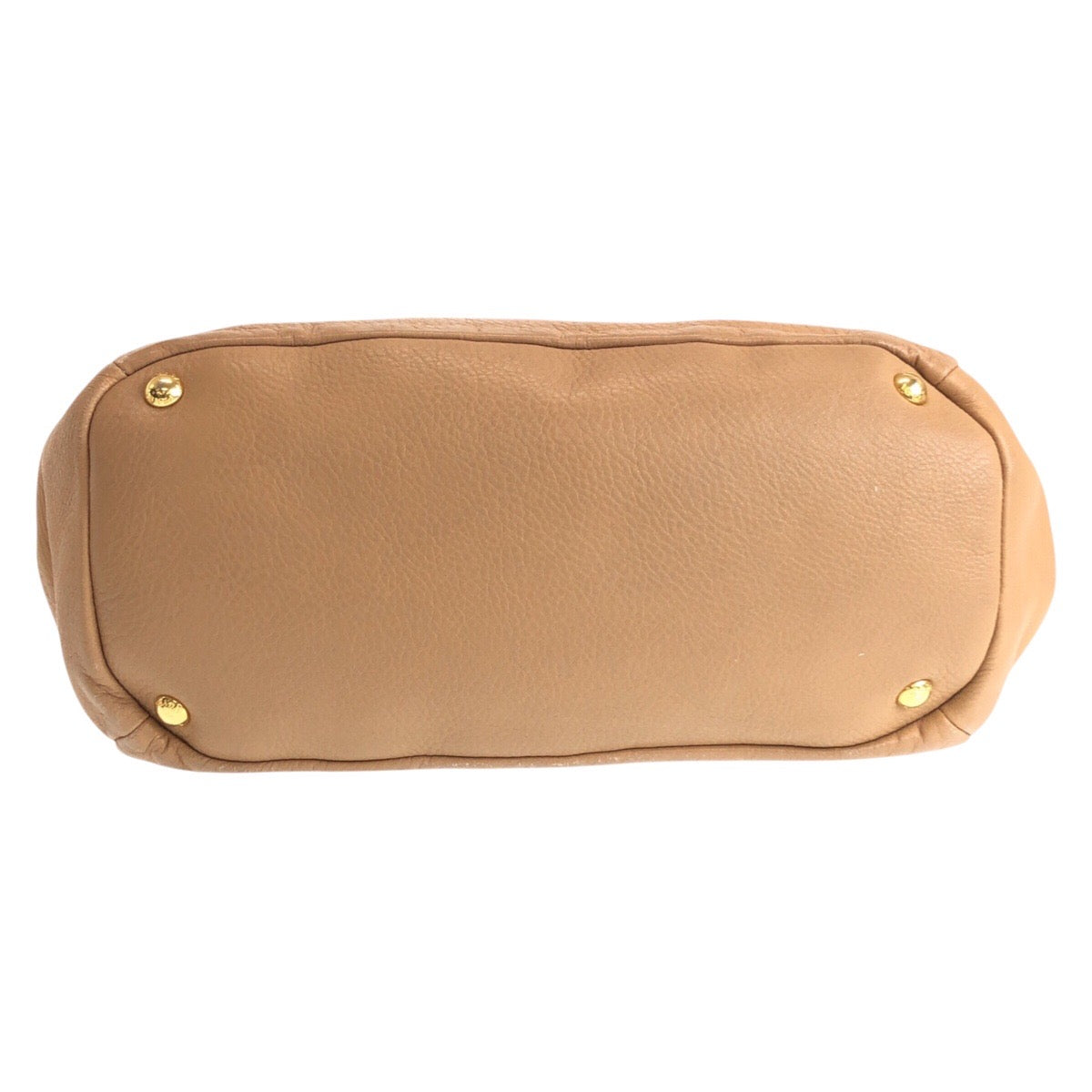 PRADA Shoulder Bag leather Beige Gold Metal