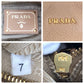 PRADA Shoulder Bag leather Beige Gold Metal
