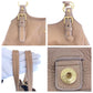 PRADA Shoulder Bag leather Beige Gold Metal