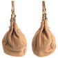 PRADA Shoulder Bag leather Beige Gold Metal