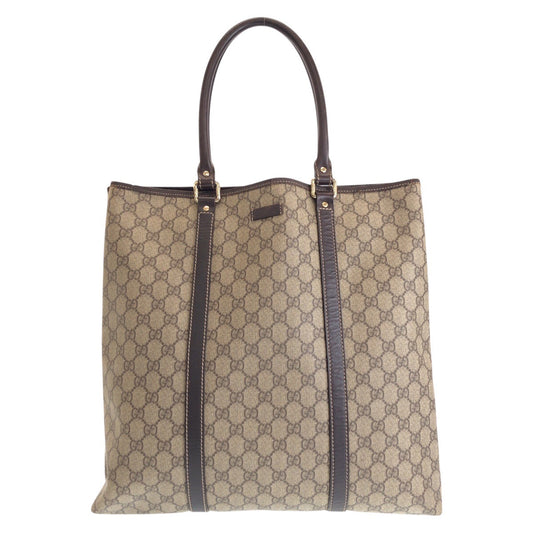 GUCCI Tote Bag 223668 GG Supreme Canvas Brown Beige Gold Metal