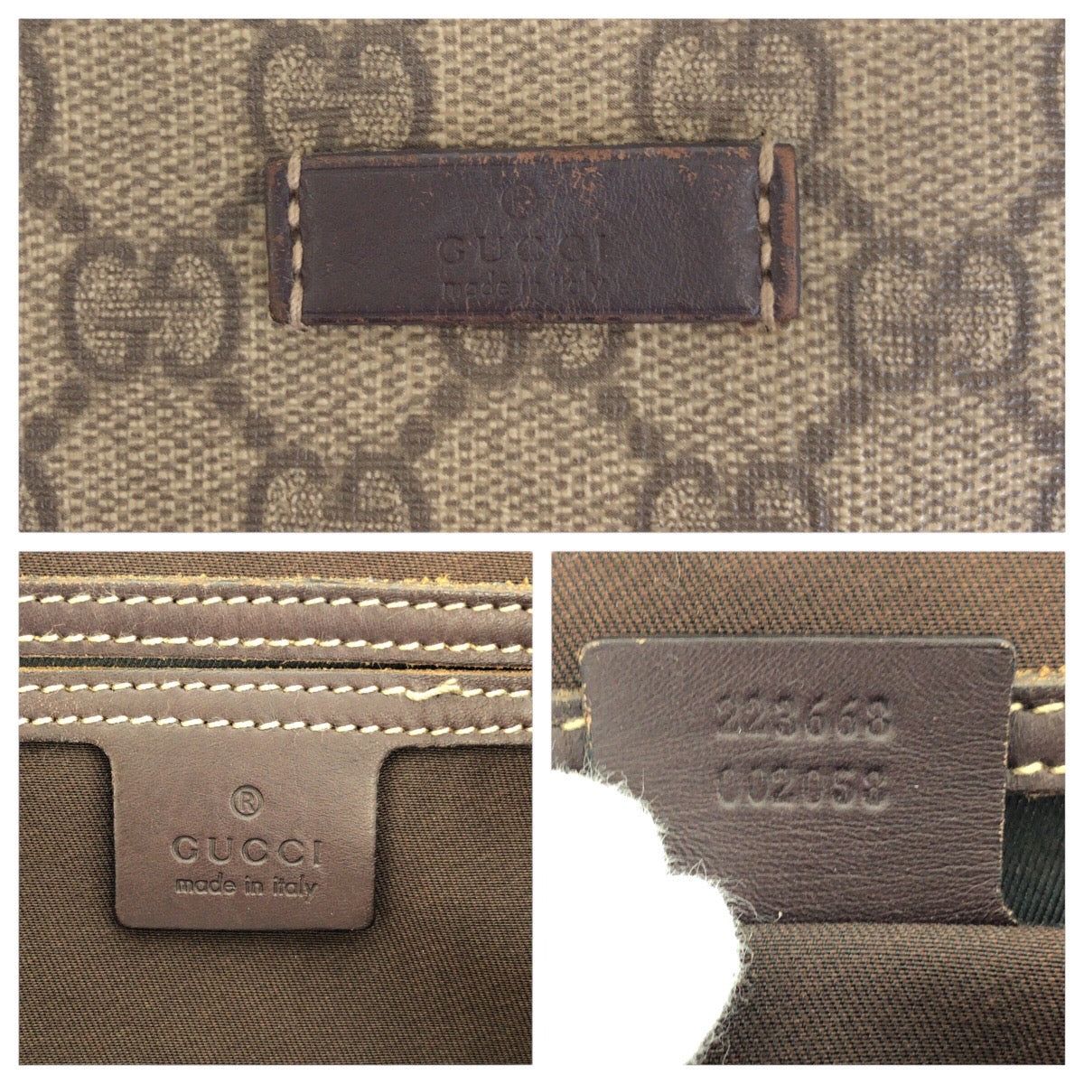 GUCCI Tote Bag 223668 GG Supreme Canvas Brown Beige Gold Metal