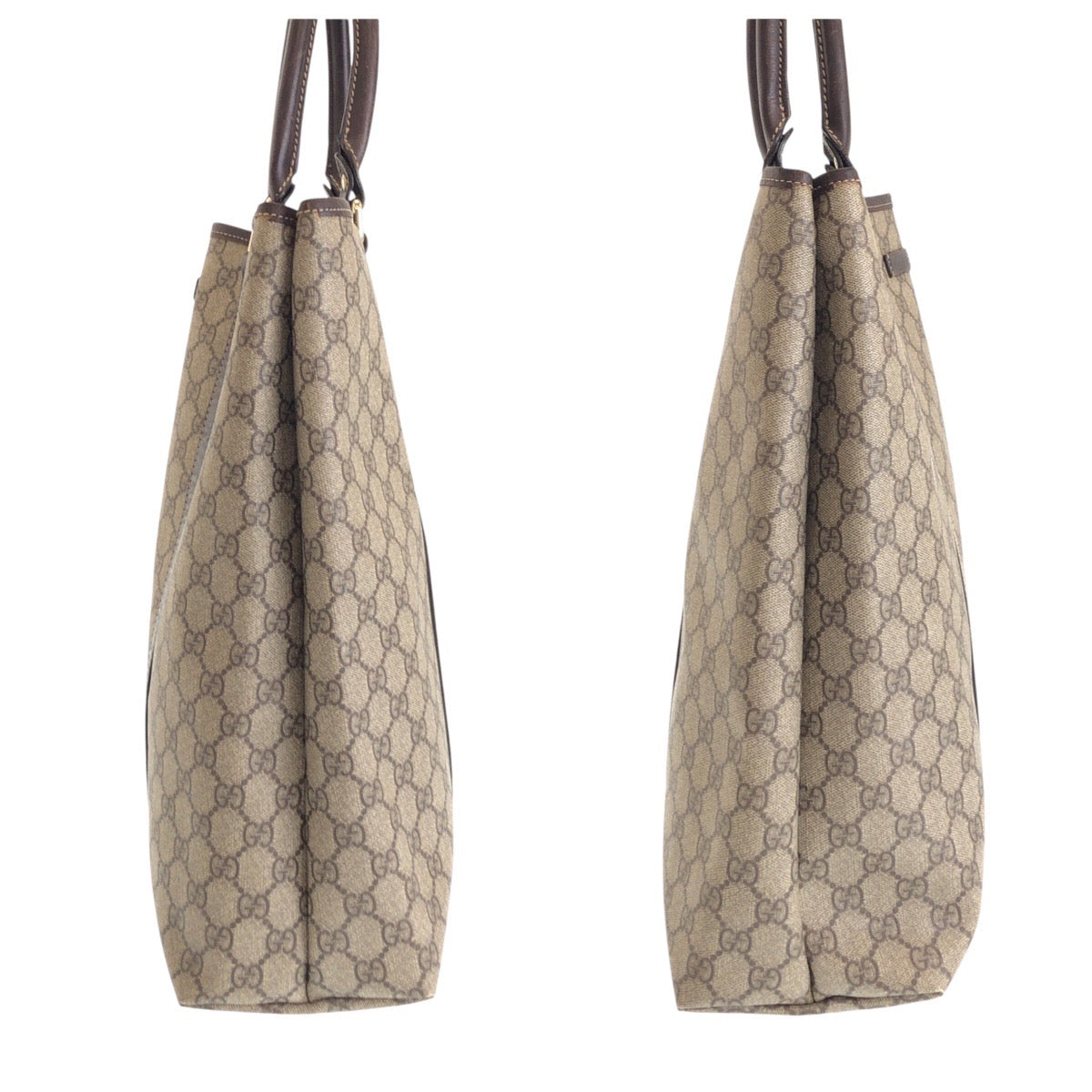 GUCCI Tote Bag 223668 GG Supreme Canvas Brown Beige Gold Metal