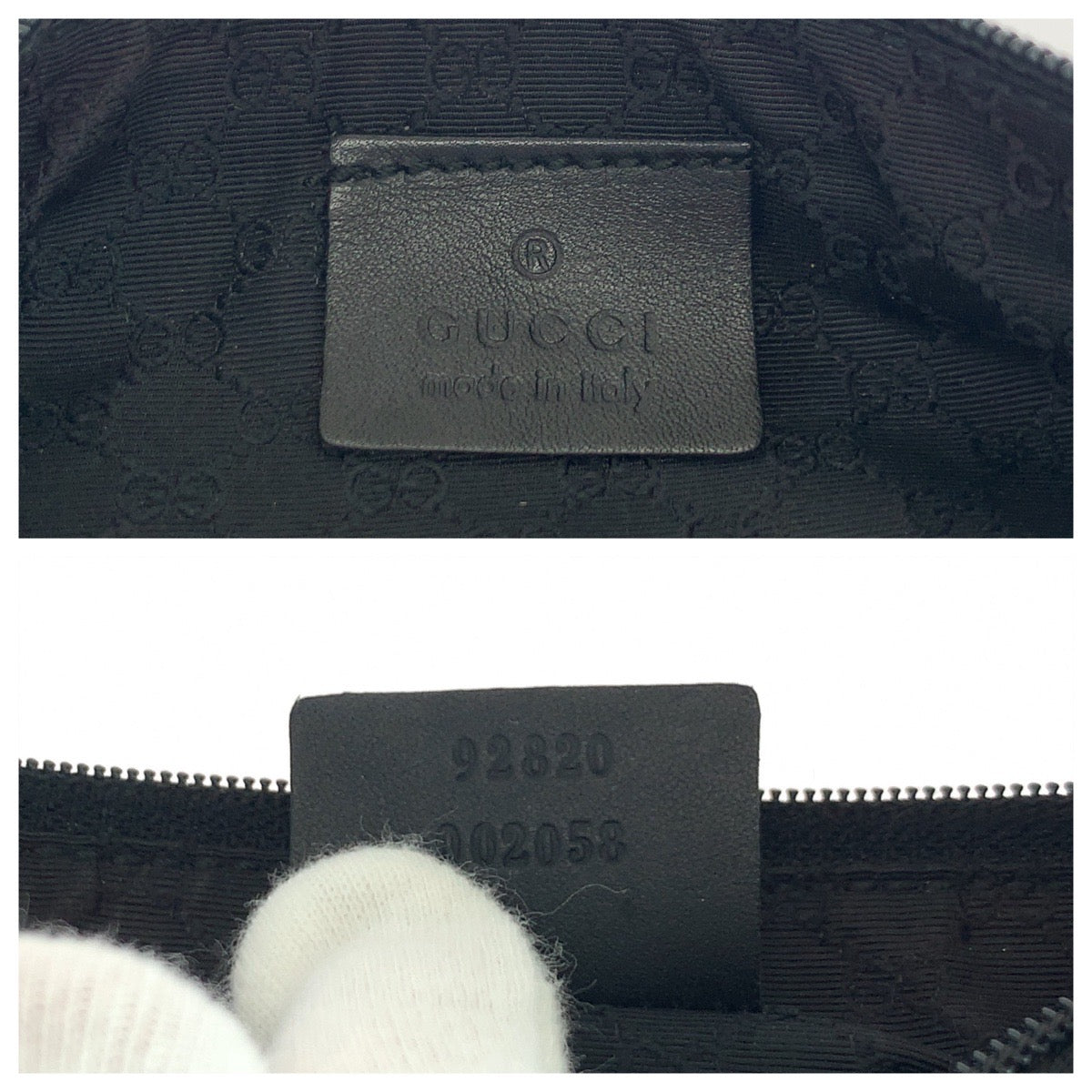 GUCCI Handbag 92320 Canvas, Leather Black SilverMetal Handbag accessory pouch Sherry line Women Used Authentic