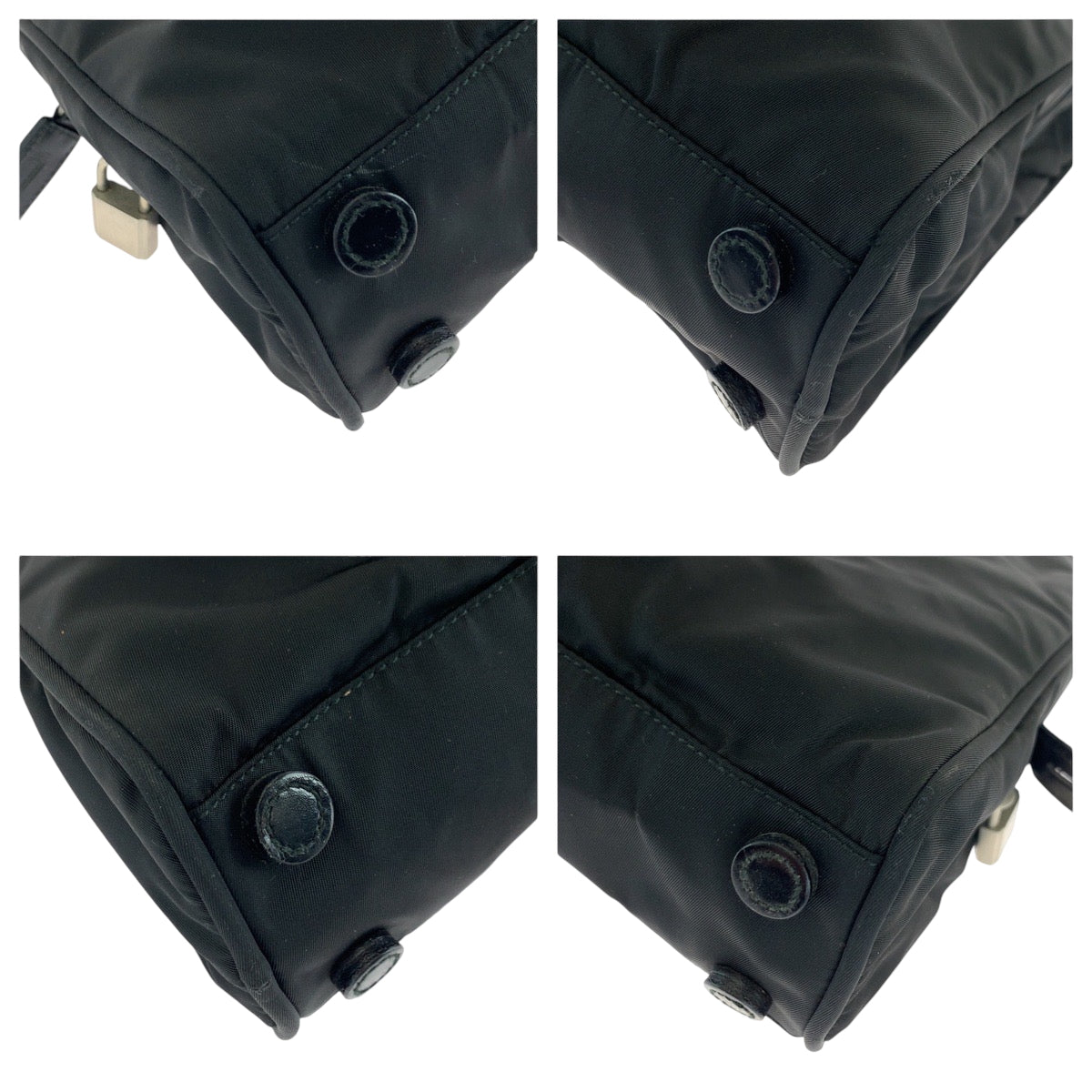 PRADA Handbag B8496 Nylon Black SilverMetal Handbag Tote Bag Test Triangle With logo Women Used Authentic