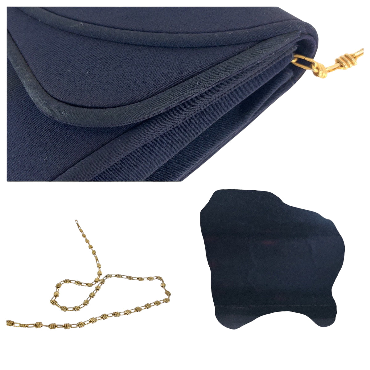 GUCCI Shoulder Bag canvas Navy Gold Metal ChainShoulder Bag Shoulder Old Gucci Women Used Authentic