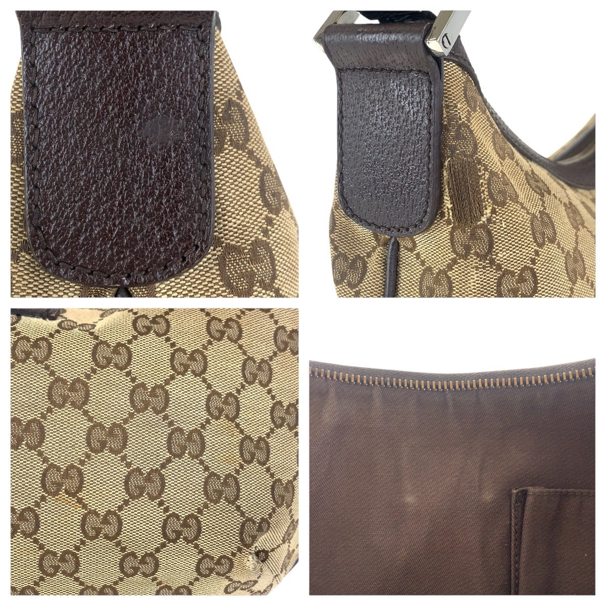 GUCCI Shoulder Bag 181092 GG canvas, leather Beige brown Shoulder Bag Messenger bag Women Used Authentic