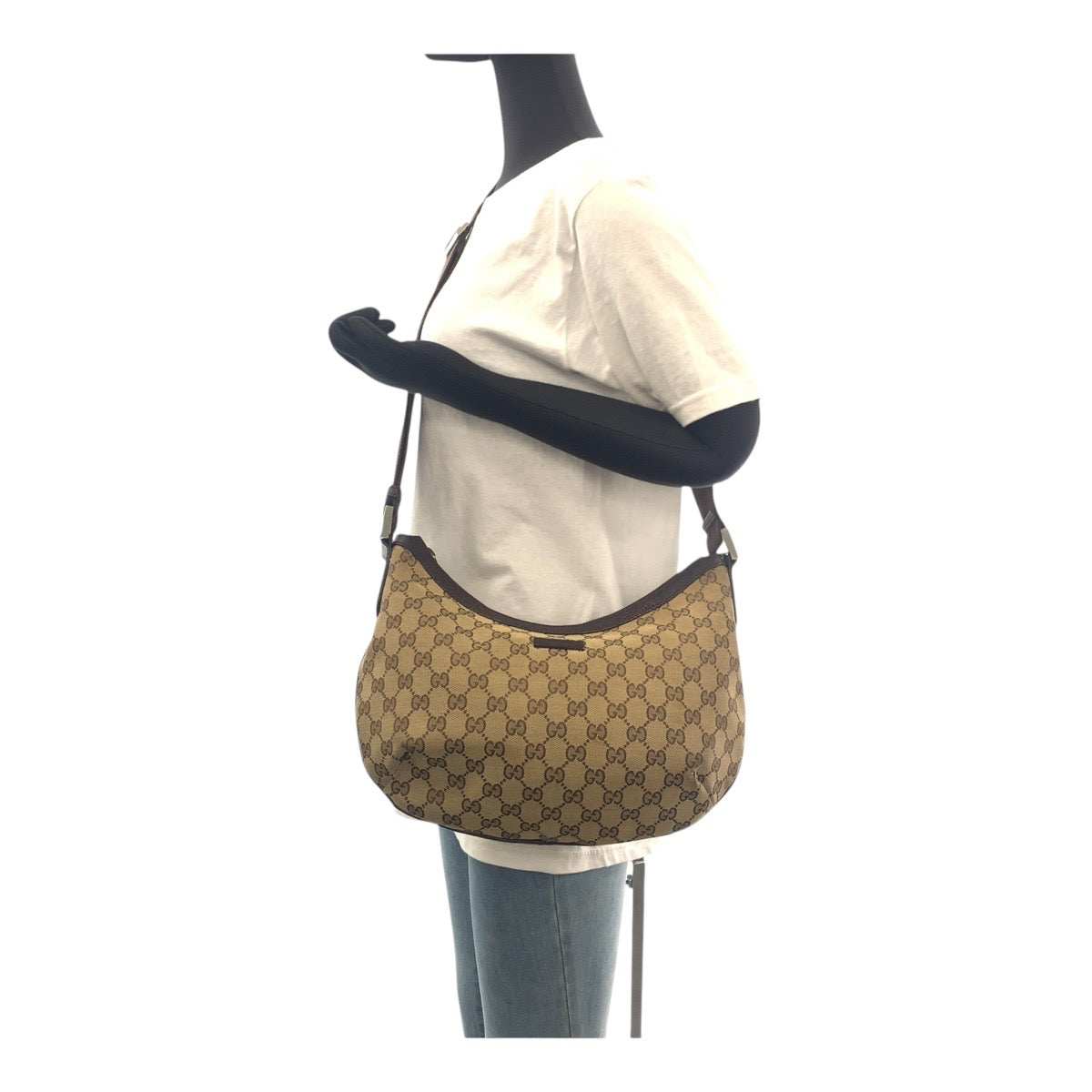 GUCCI Shoulder Bag 181092 GG canvas, leather Beige brown Shoulder Bag Messenger bag Women Used Authentic