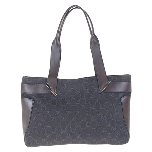 GUCCI Tote Bag 73983 GG canvas, leather Brown Tote Bag Shoulder Bag Women Used Authentic