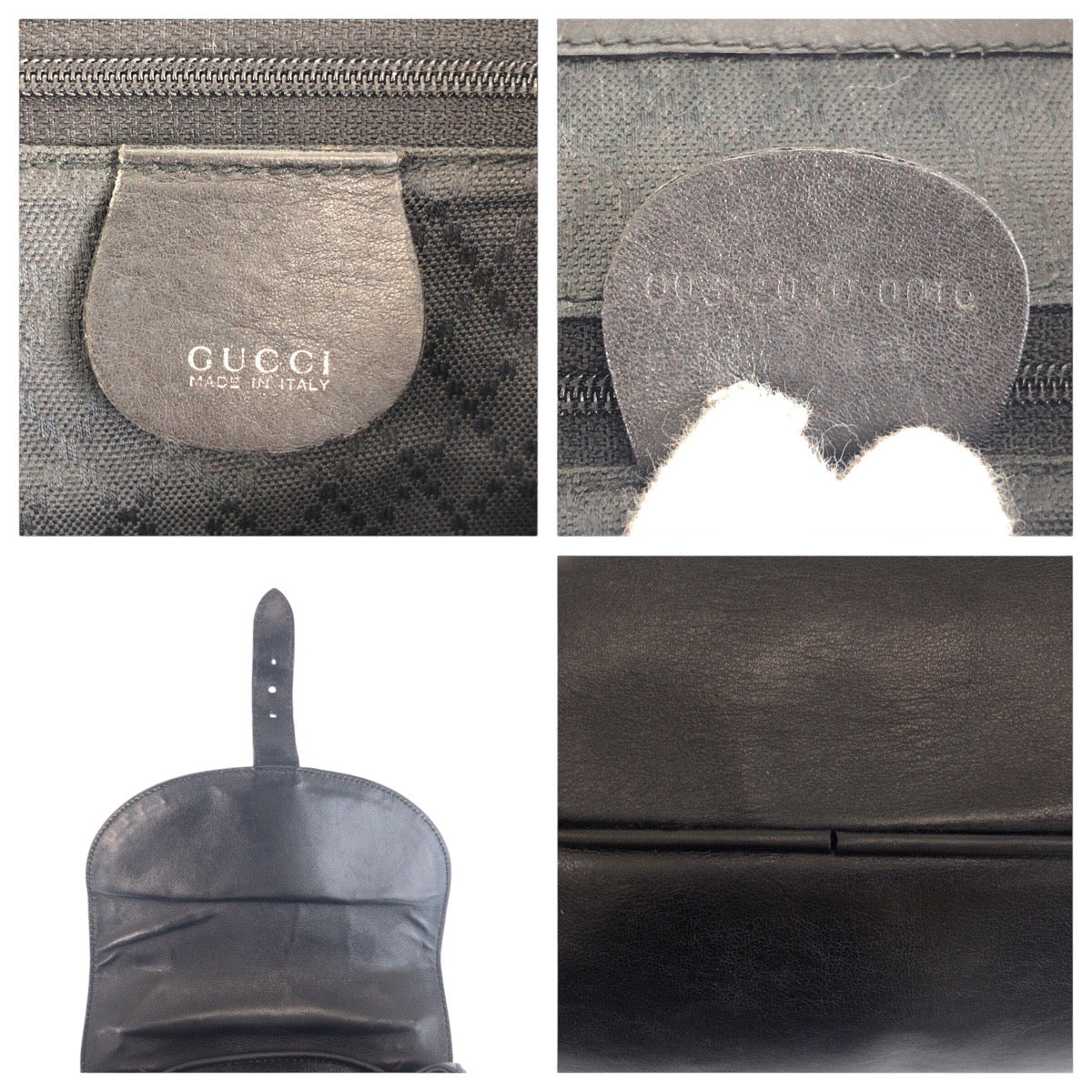 GUCCI Backpack 006 2040 0016 leather Black GoldMetal Backpack Bamboo Women Used Authentic