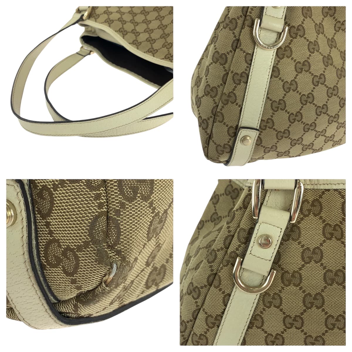 GUCCI Tote Bag 130736 GG canvas beige Tote Bag Handbag Shoulder Bag Women Used Authentic