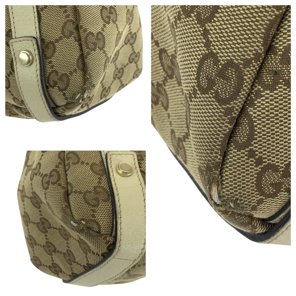 GUCCI Tote Bag 130736 GG canvas beige Tote Bag Handbag Shoulder Bag Women Used Authentic