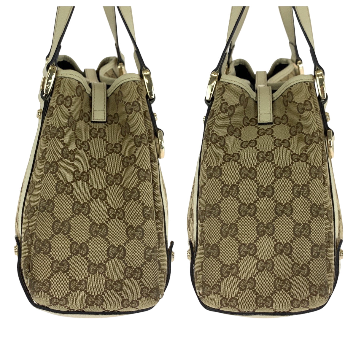 GUCCI Tote Bag 130736 GG canvas beige Tote Bag Handbag Shoulder Bag Women Used Authentic
