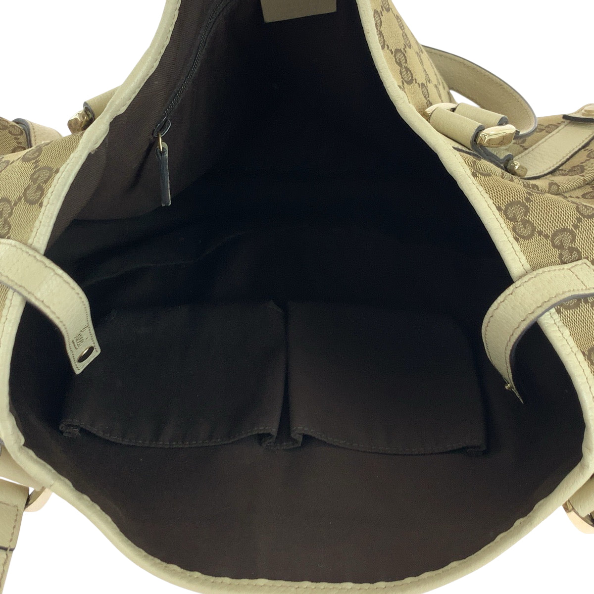 GUCCI Tote Bag 130736 GG canvas beige Tote Bag Handbag Shoulder Bag Women Used Authentic