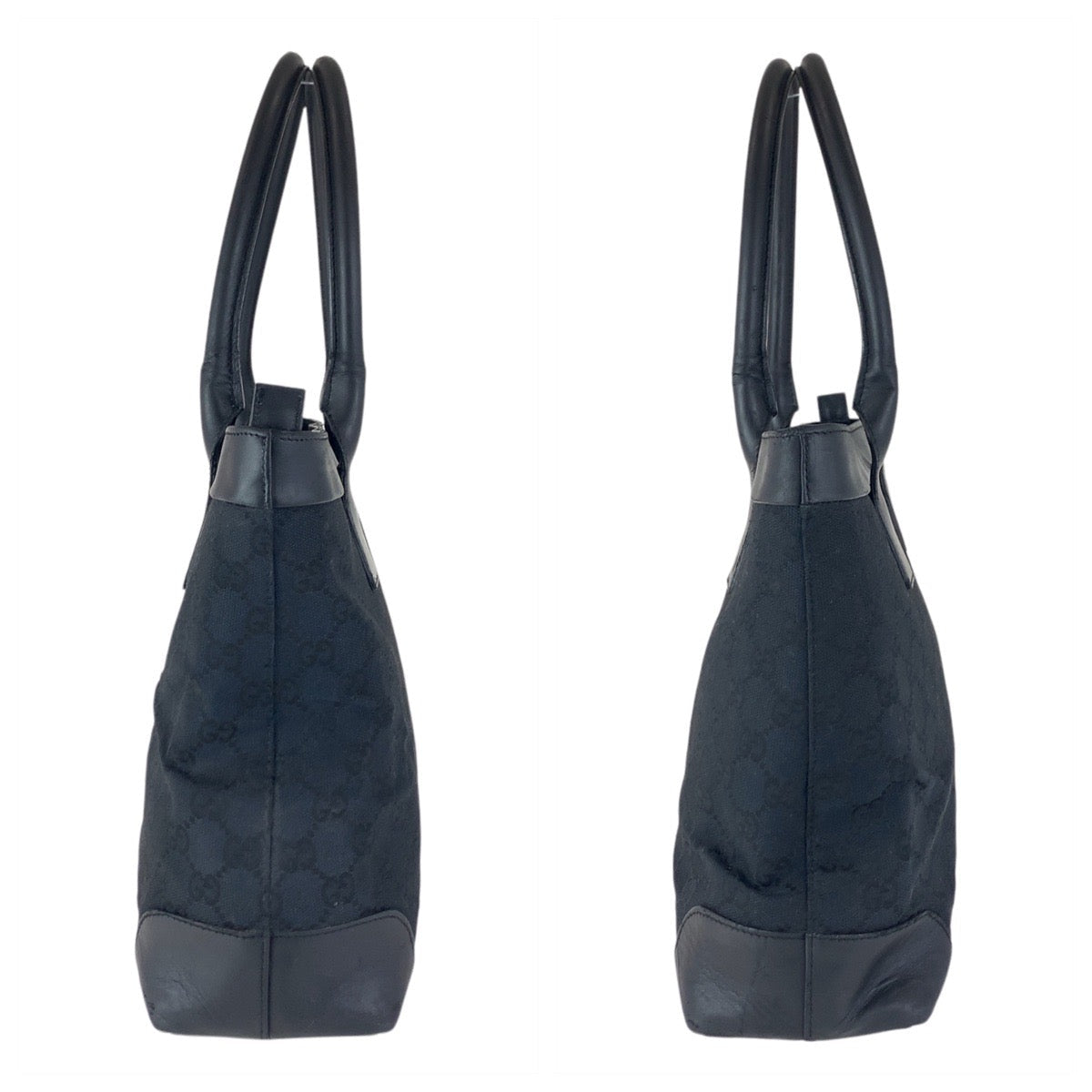 GUCCI Tote Bag 33890 GG canvas, leather Black black Tote Bag Shoulder Bag Women Used Authentic