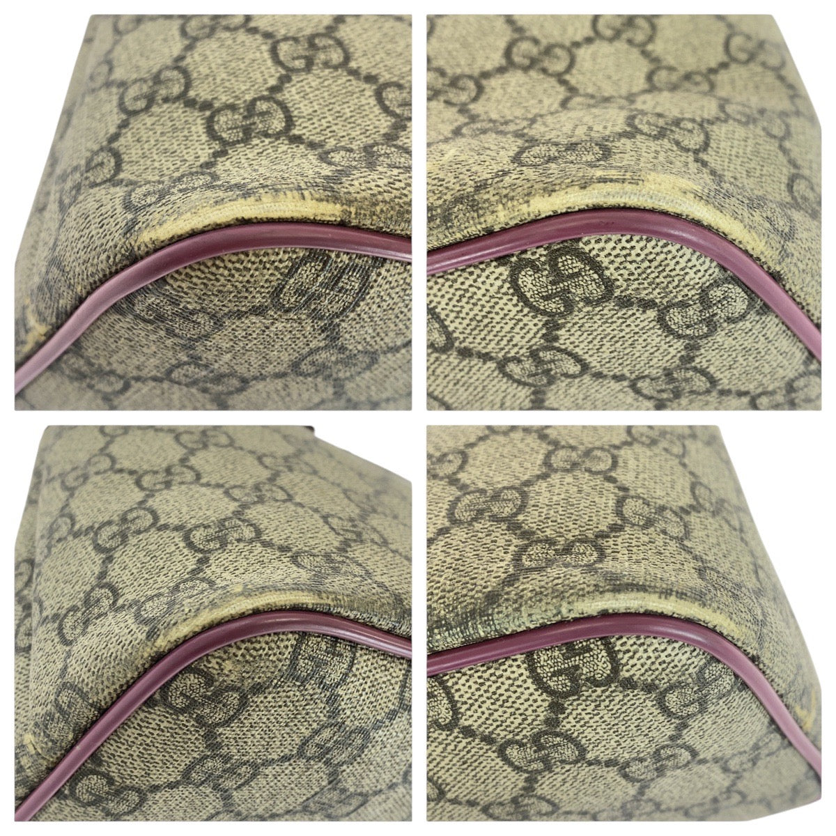 GUCCI Shoulder Bag 353440 GG Supreme canvas, leather Beige Purple Gold Metal Shoulder Bag handbag Women Used Authentic
