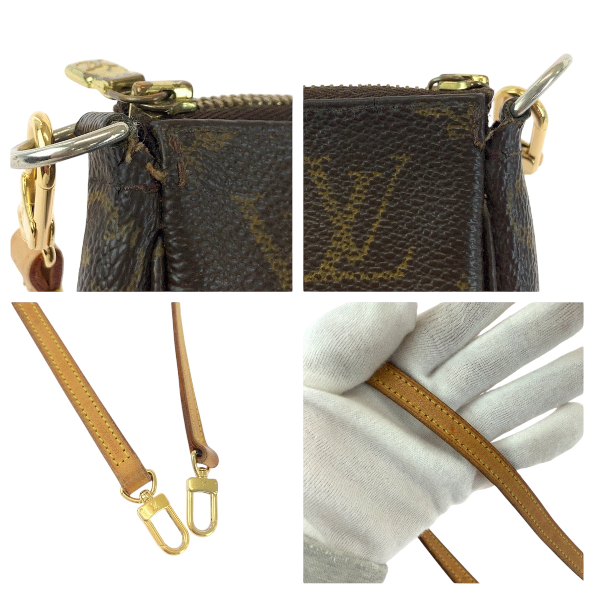 LOUIS VUITTON Shoulder Bag M40712 PVC Brown Shoulder Bag Accessory Pouch 2way Monogram Pochette Accessoires Women Used Authentic