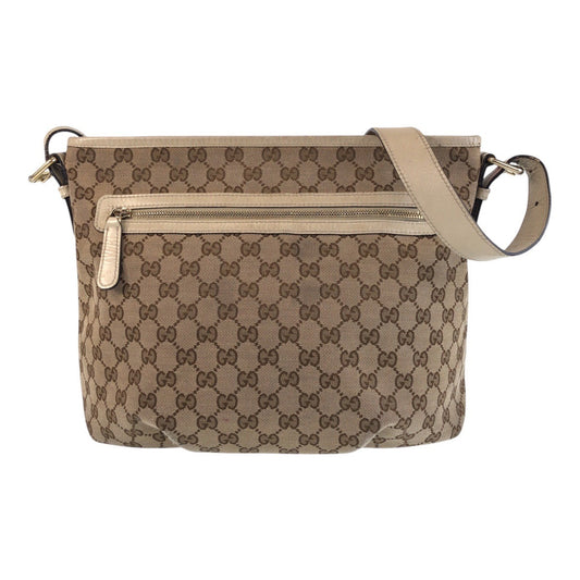 GUCCI Shoulder Bag 388930 GG canvas, leather Beige Ivory Gold Metal Shoulder Bag Messenger bag Women Used Authentic