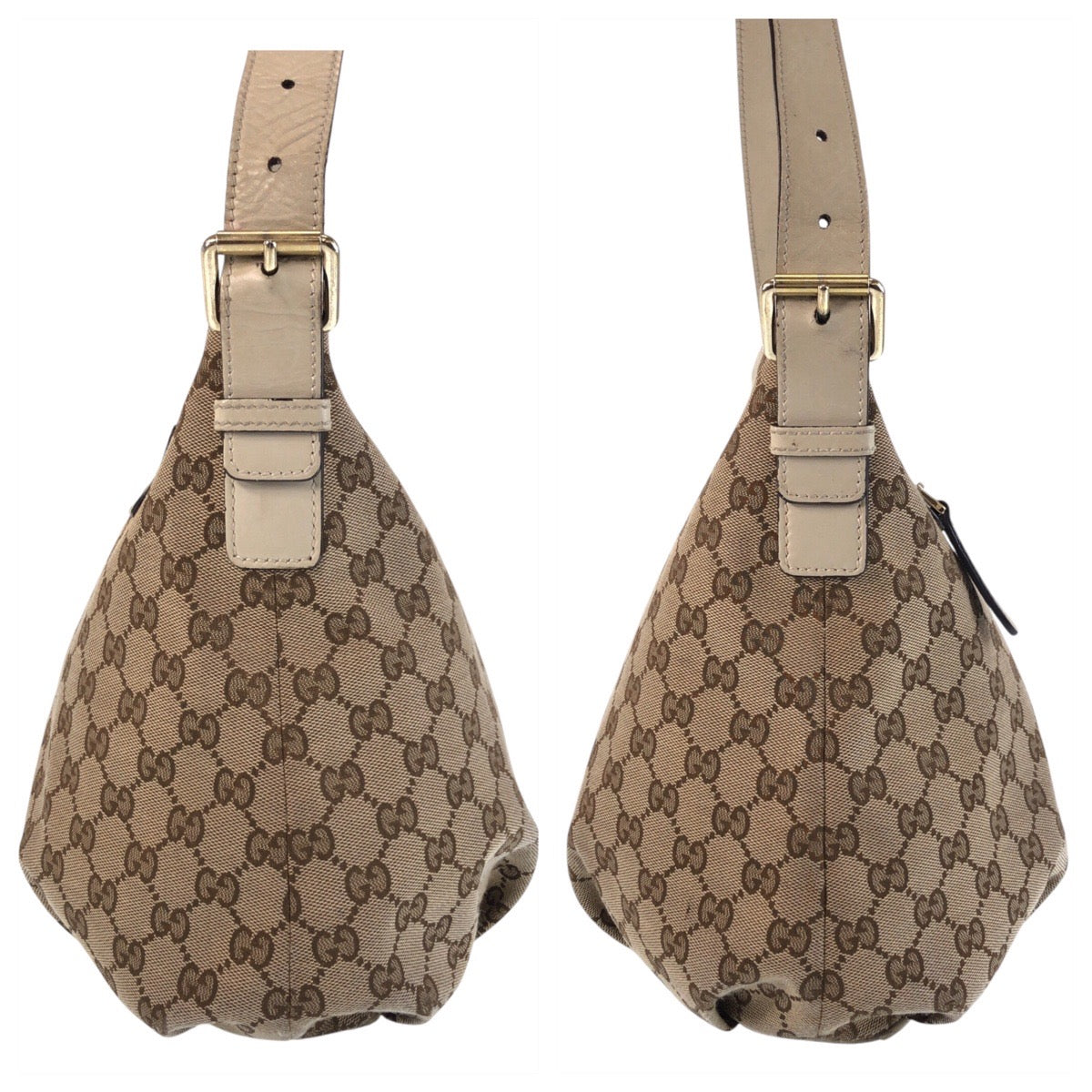 GUCCI Shoulder Bag 388930 GG canvas, leather Beige Ivory Gold Metal Shoulder Bag Messenger bag Women Used Authentic