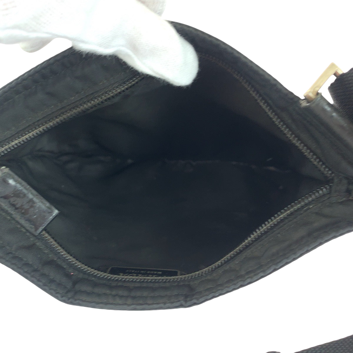 PRADA Shoulder Bag Nylon black Test Triangle With logo