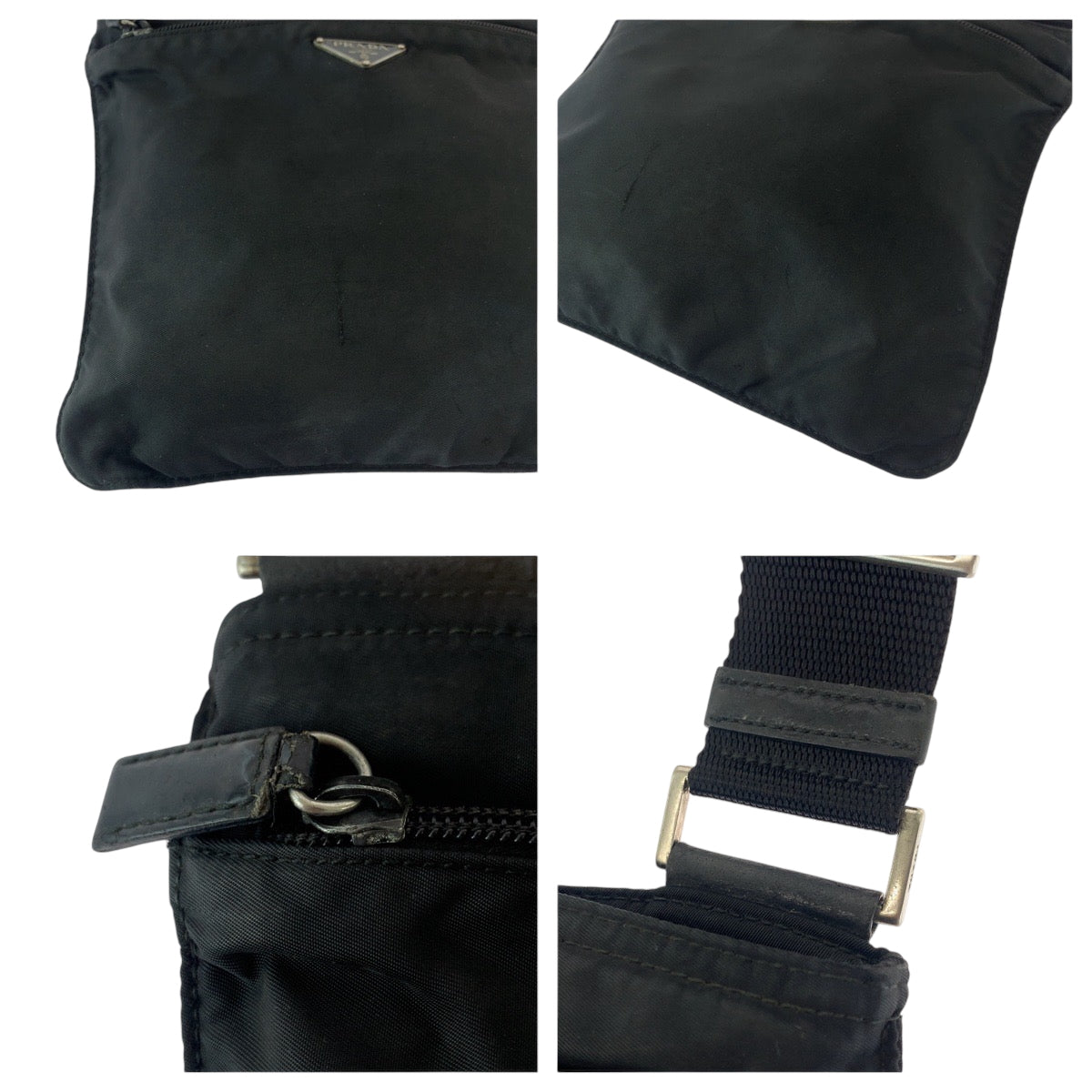 PRADA Shoulder Bag Nylon black Test Triangle With logo