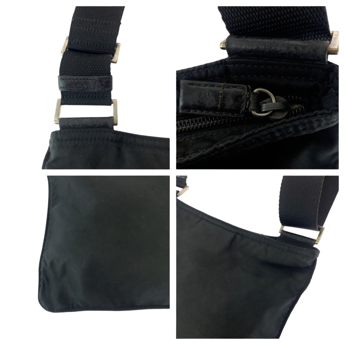 PRADA Shoulder Bag Nylon black Test Triangle With logo