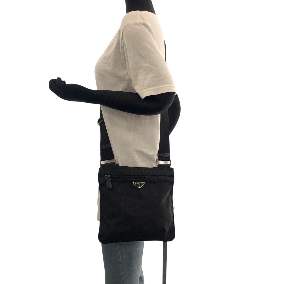 PRADA Shoulder Bag Nylon black Test Triangle With logo