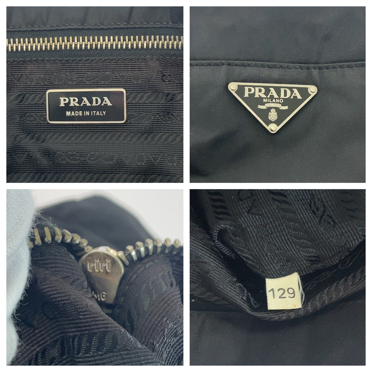 PRADA Tote Bag Nylon Black SilverMetal Tote Bag handbag Test Triangle With logo Women Used Authentic