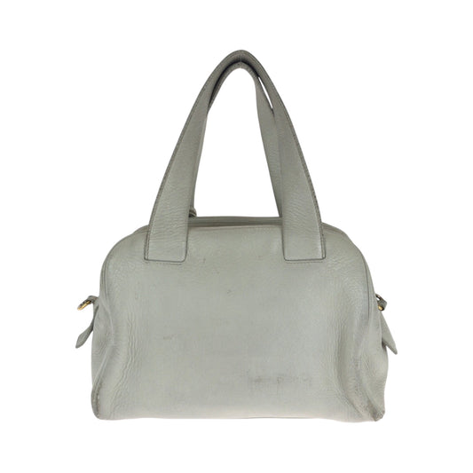 PRADA Shoulder Bag leather Ivory Gold Metal Shoulder Bag Handbag 2way logo Women Used Authentic