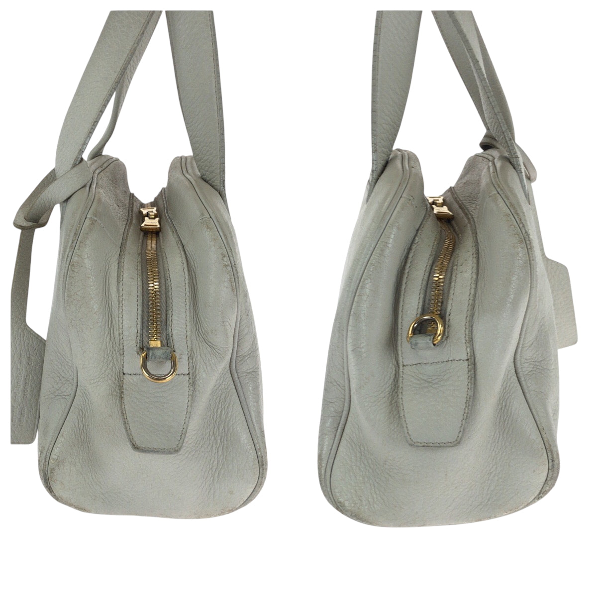 PRADA Shoulder Bag leather Ivory Gold Metal Shoulder Bag Handbag 2way logo Women Used Authentic