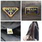 PRADA Tote Bag Nylon, Leather Navy brown Tote Bag handbag Test Triangle With logo Women Used Authentic