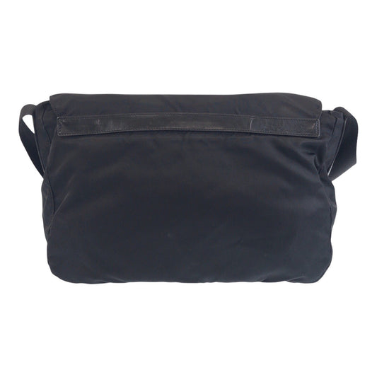 PRADA Shoulder Bag Nylon Black SilverMetal Crossbody Shoulder Bag Unisex Test Triangle With logo Women Used Authentic